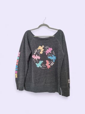 Neff Disney‎ XL Gray Minnie Mouse Graphic Off Shoulder Pullover Sweatshirt